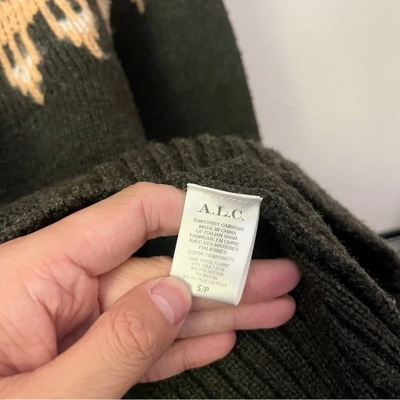 A.L.C. Black Sweater with Red and Tan Accents - Picture 6 of 6